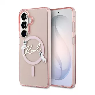   Karl Lagerfeld IML Choupette Karl Script Logo mágneses tok Samsung Galaxy S26 készülékhez, rózsaszín