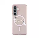 Karl Lagerfeld IML Choupette Karl Script Logo mágneses tok Samsung Galaxy S26 készülékhez, rózsaszín