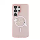 Karl Lagerfeld IML Choupette Karl Script Logo mágneses tok iPhone és Samsung Galaxy S26 Ultra készülékekhez rózsaszín