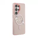 Karl Lagerfeld IML Choupette Karl Script Logo mágneses tok iPhone és Samsung Galaxy S26 Ultra készülékekhez rózsaszín