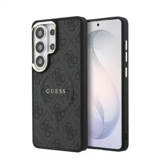   Guess PU bőr 4G mágneses tok arany kerettel Samsung Galaxy S26 Ultra készülékhez fekete