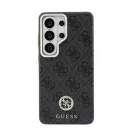 Guess PU bőr 4G strassz logós arany keretes mágneses tok Samsung Galaxy S26 Ultra készülékhez fekete