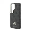 Guess PU bőr 4G strassz logós arany keretes mágneses tok Samsung Galaxy S26 Ultra készülékhez fekete