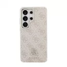 Guess PU-bőr 4G Strass Logo arany keretes mágneses tok Samsung Galaxy S26 Ultra készülékhez rózsaszín