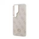 Guess PU-bőr 4G Strass Logo arany keretes mágneses tok Samsung Galaxy S26 Ultra készülékhez rózsaszín