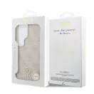 Guess PU-bőr 4G Strass Logo arany keretes mágneses tok Samsung Galaxy S26 Ultra készülékhez rózsaszín