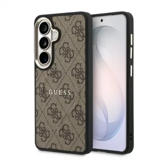   Guess 4G PU-bőr mágneses tok Samsung Galaxy S26+ készülékhez, arany kerettel, barna