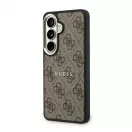 Guess 4G PU-bőr mágneses tok Samsung Galaxy S26+ készülékhez, arany kerettel, barna