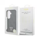 Guess PU bőr mágneses tok Samsung Galaxy S26 készülékhez, 4G strasszköves háromszög logó, arany keret, fekete