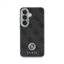 Guess PU bőr 4G Strass Logo arany keretes mágneses tok Samsung Galaxy S26 készülékhez, fekete