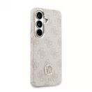 Guess PU-bőr 4G Strass Logo arany keretes mágneses tok Samsung Galaxy S26 készülékhez rózsaszín