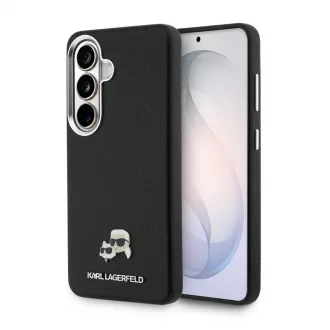   Karl Lagerfeld Grained PU Leather K&CH Heads mágneses tok Samsung Galaxy S26 készülékhez fekete