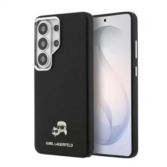   Karl Lagerfeld K&CH Heads barázdált PU bőr mágneses tok Samsung Galaxy S26 Ultra készülékhez, fekete