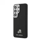 Karl Lagerfeld K&CH Heads barázdált PU bőr mágneses tok Samsung Galaxy S26 Ultra készülékhez, fekete