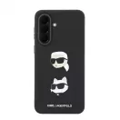 Karl Lagerfeld Liquid Silicone Metal Karl and Choupette tok Samsung Galaxy A37 készülékhez fekete