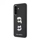 Karl Lagerfeld Liquid Silicone Metal Karl and Choupette tok Samsung Galaxy A57 készülékhez fekete