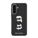 Karl Lagerfeld Liquid Silicone Metal Karl and Choupette tok Samsung Galaxy A57 készülékhez fekete